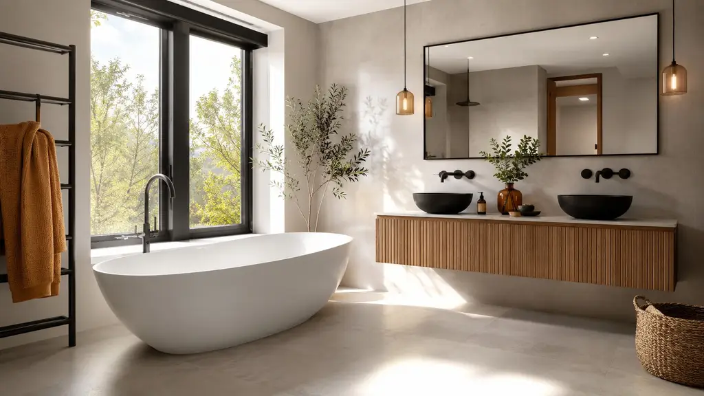 Family bathroom with bath and shower