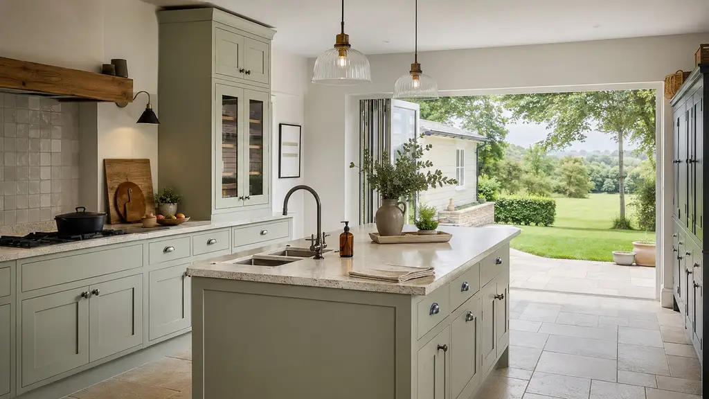 Cream shaker kitchen in a small space